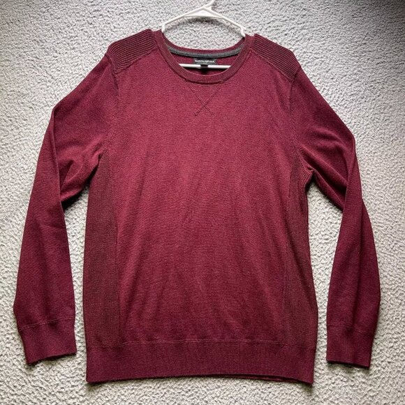 Banana Republic Men's L Sweatshirt Maroon Crew Neck Pullover Cotton Wool - Picture 2 of 5